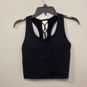 Women’s Cropped Workout Laced Up Tank from Senita in Black size Small